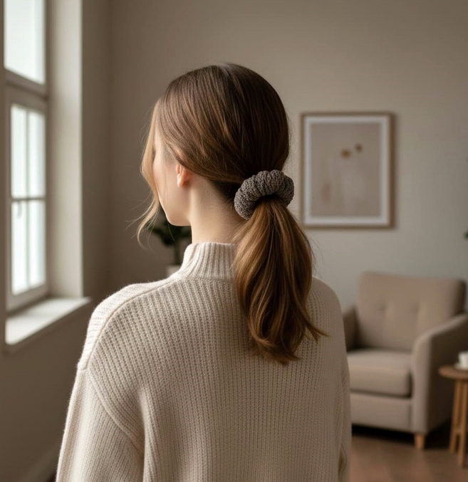 WOVEN COTTON ELASTIC HAIR TIE