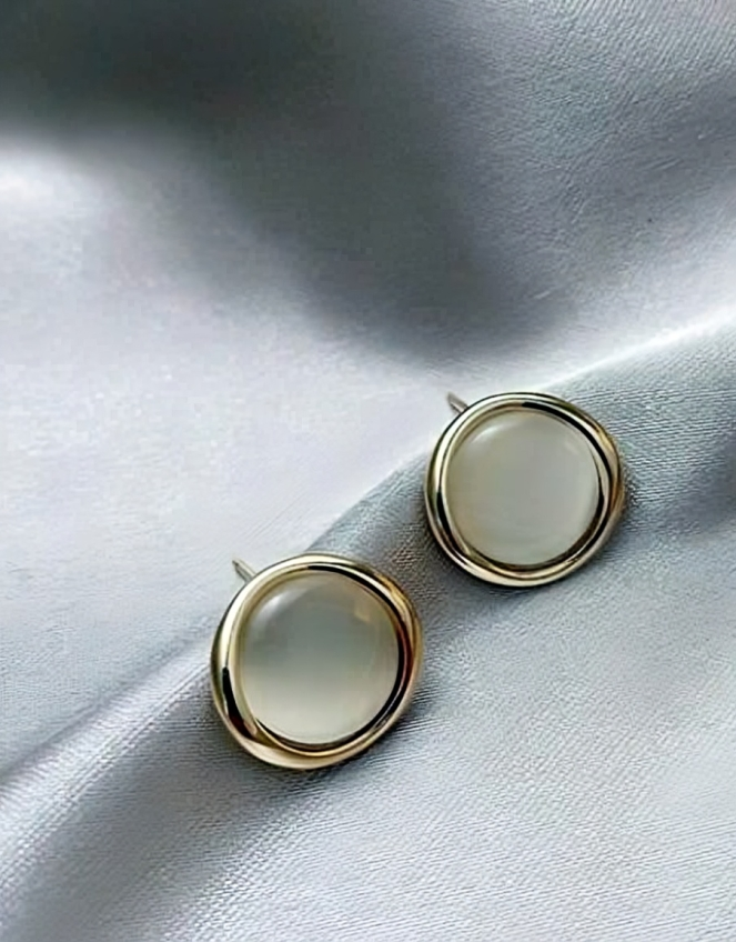 CAT'S EYE STONE STUD EARRINGS