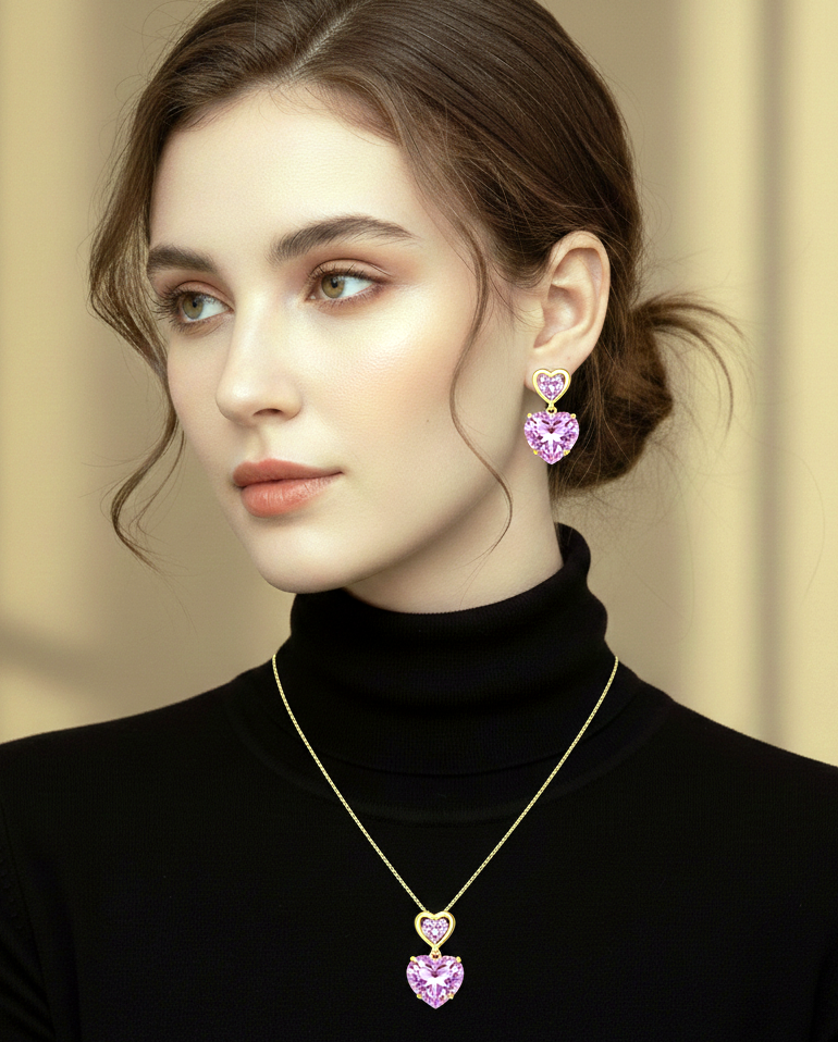 PINK HEART PENDANT SETS