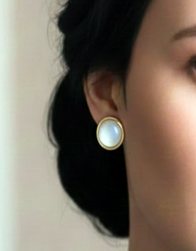 CAT'S EYE STONE STUD EARRINGS