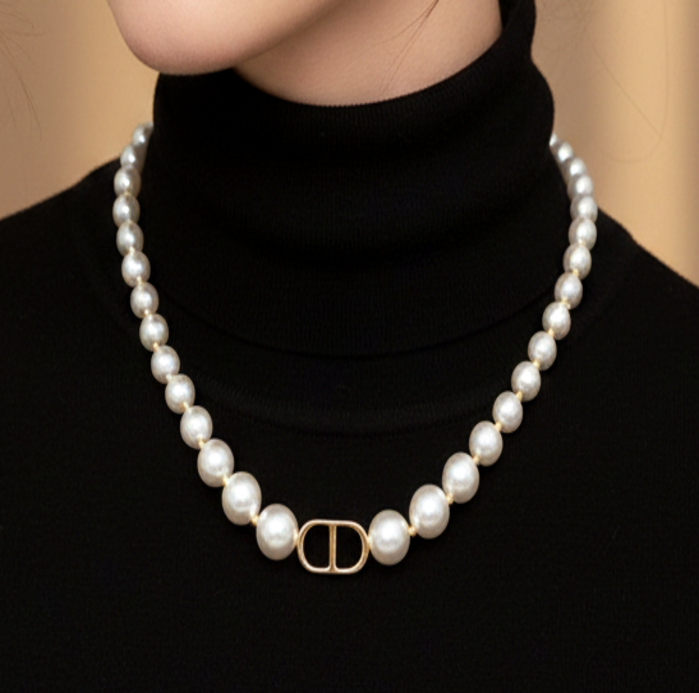 ALPHBET "CD" PERAL NECKLACE