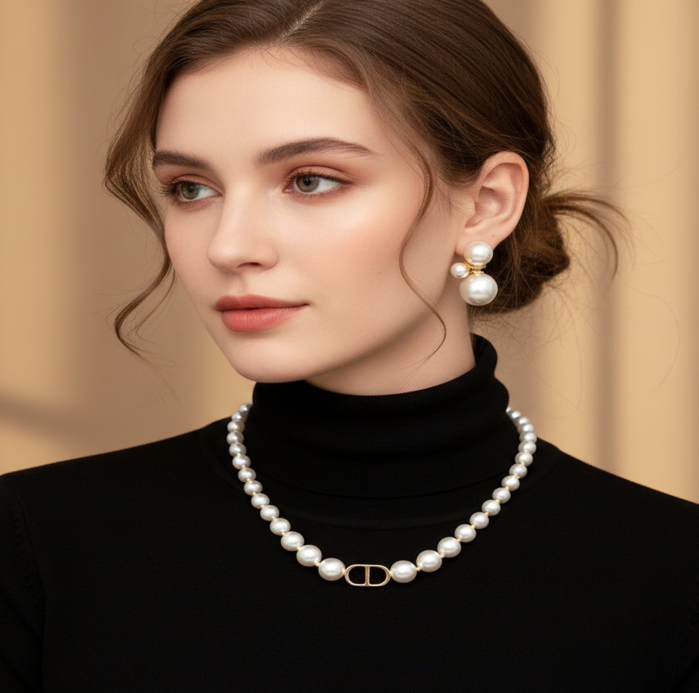 ALPHBET "CD" PERAL NECKLACE