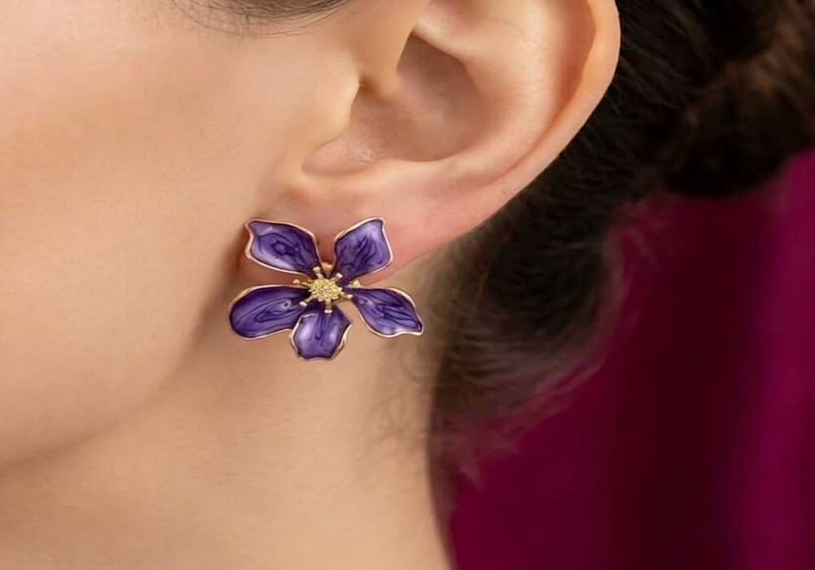 FLORAL STUD EARRINGS (BLUE COLOUR)