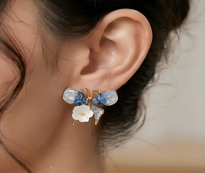 BUTTERFLY EARRINGS (BLUE COLOUR)