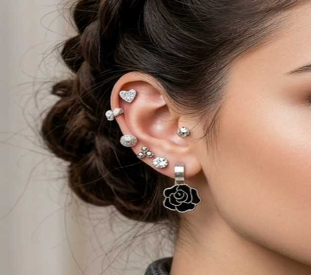 12-PAIR SILVER EARRINGS