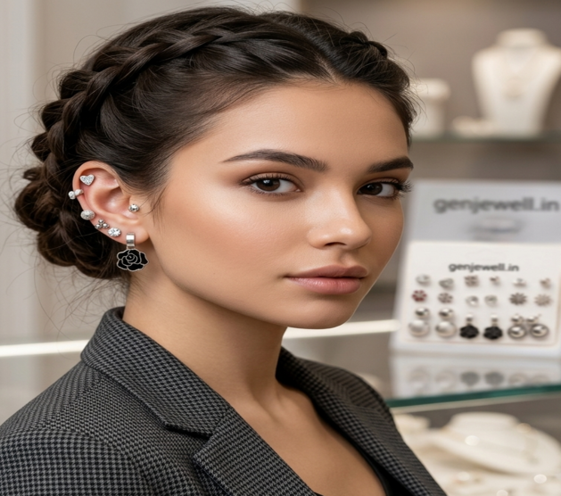 12-PAIR SILVER EARRINGS