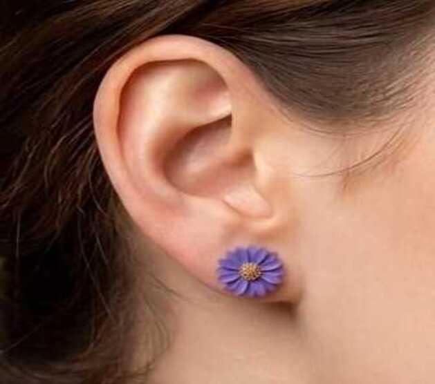 SUNFLOWER EARRINGS (BLUE COLOUR)