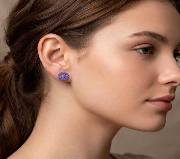 SUNFLOWER EARRINGS (BLUE COLOUR)