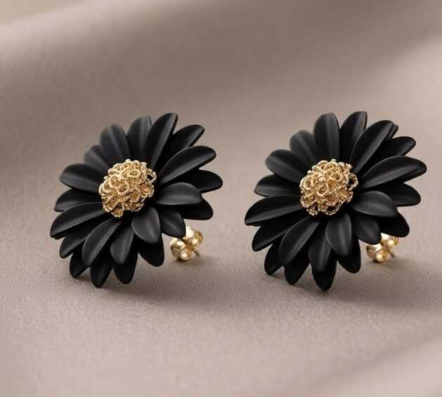 SUNFLOWER EARRINGS (BLACK COLOUR)